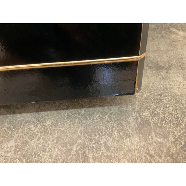 Late 20th Century Late 20th Century Postmodern Sofa or Console Table With Mirror Top & Black Lacquered Pedestal Base For Sale - Image 5 of 12