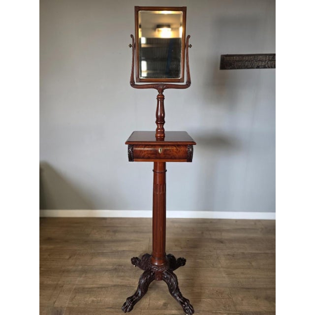 American Victorian Gentleman's Shaving Vanity Mirror with Stand in Mahogany, 1909 For Sale - Image 11 of 11