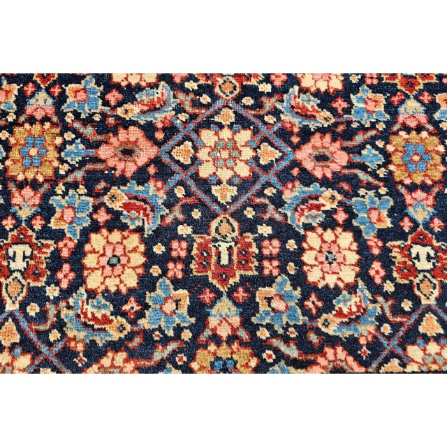 Vintage Persian Malayer Rug, Hand-Knotted Wool, Geometric Pattern, 3x4, Navy & Red For Sale - Image 10 of 14