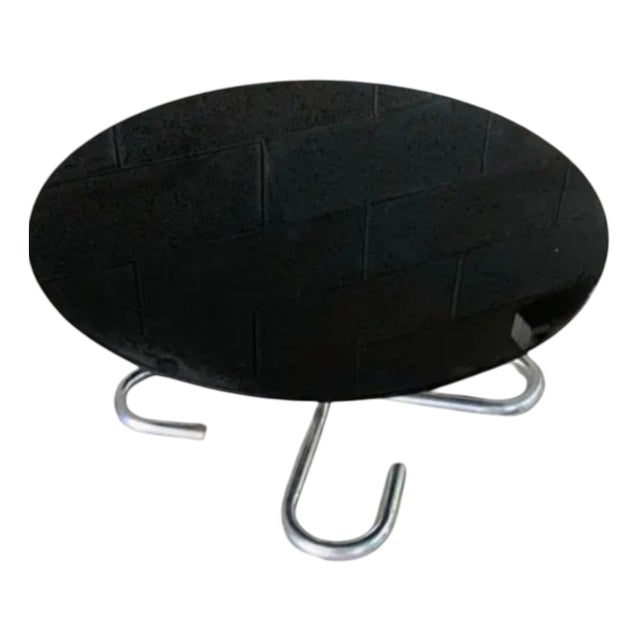 Low Coffee Table with Chromed Structure, Round Smoked Glass in the style of Giotto Stoppino, 1970s For Sale