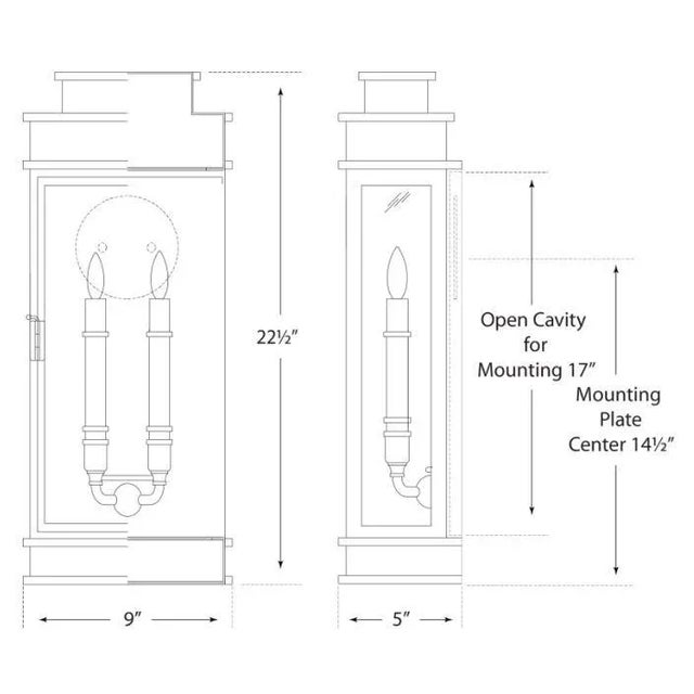 Transitional Chapman & Myers for Visual Comfort Signature Linear Lantern Tall in Antique-Burnished Brass For Sale - Image 3 of 3