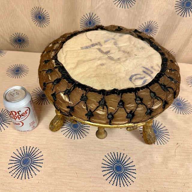 Mid 19th Century English Chinese Chippendale Giltwood Faux Bamboo Footstool For Sale - Image 9 of 10