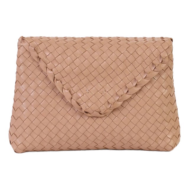 Rafe Jamie Woven Leather Envelop Clutch in BArley For Sale