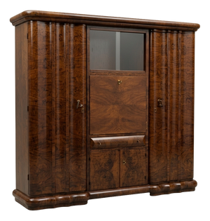 Art Deco Walnut Display Wardrobe