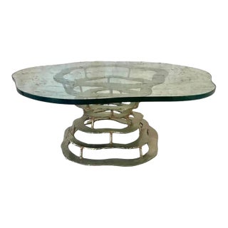 Silas Seandel Hand-Welded Steel Coffee Table With Glass Top For Sale
