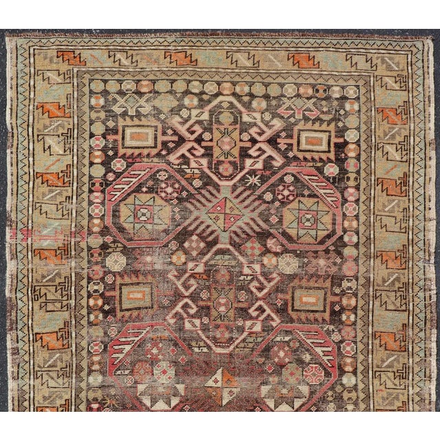 Early 20th Century Antique Caucasian Shirvan Rug With All-Over Floral Motifs on a Brown Field For Sale In Atlanta - Image 6 of 11