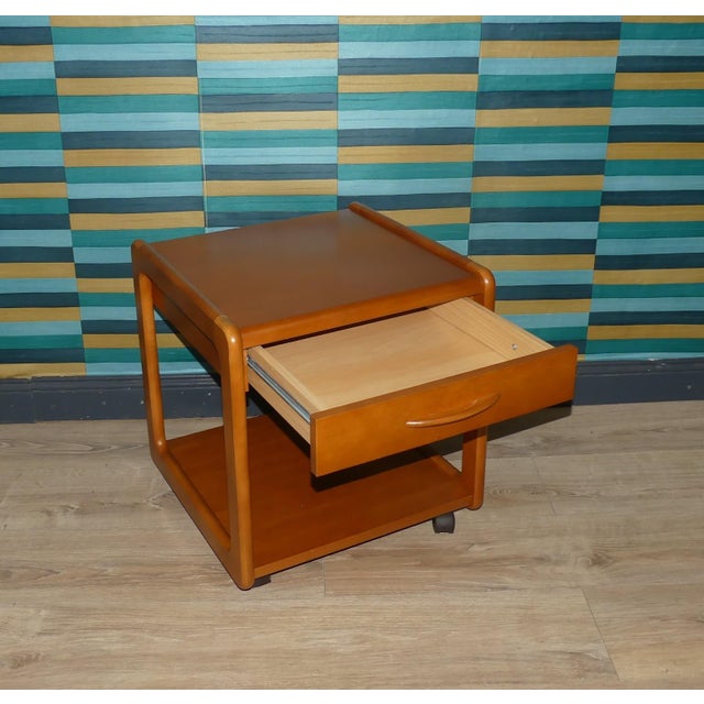 Vintage Side Table on Wheels with Drawer, 1990s For Sale - Image 6 of 12