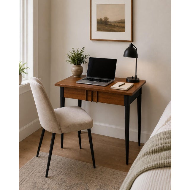 This beautifully refinished Ramseur Furniture Co. Mid-Century Modern writing desk showcases the clean lines and timeless...