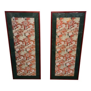 Vintage Framed Obi- a Pair For Sale