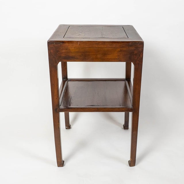 Chinese Tall Antique Chinese Lacquered Elm Tiered Side Table For Sale - Image 3 of 6