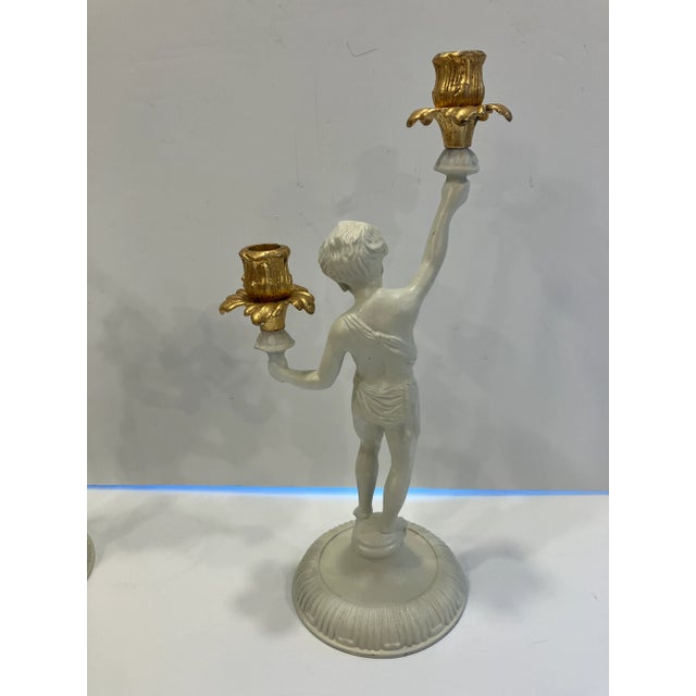 Pair of 1990s Painted Iron Figural Candelabras For Sale - Image 4 of 5