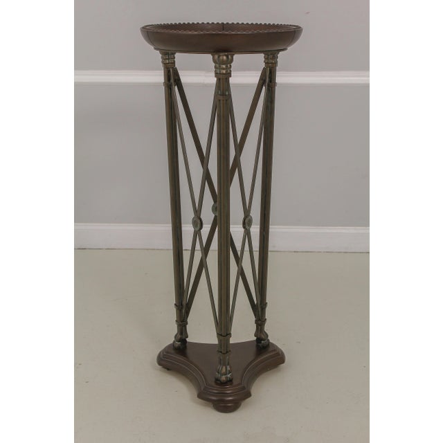 Leather Wrapped Studded Glass Top Pedestal Table For Sale - Image 11 of 11