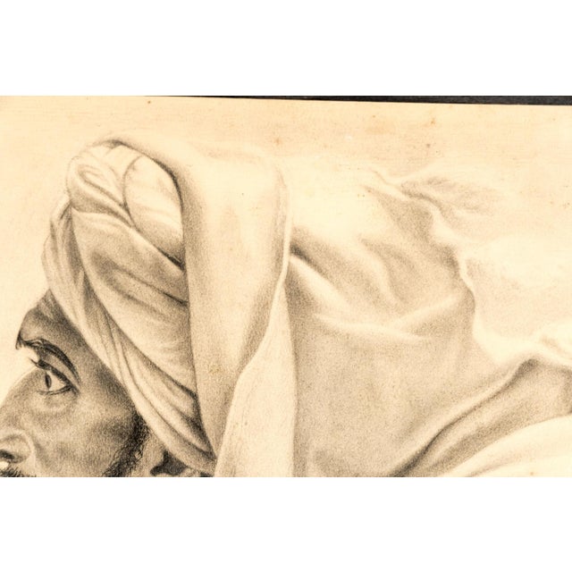 American Mary Eliza Dixon | Charcoal Portrait of an Eastern Man | Dated 1887 | American Academic Drawing | Documented Provenance For Sale - Image 3 of 8