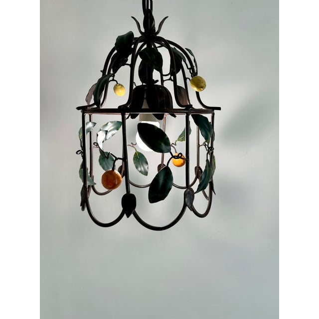1980s French Citrus Fruit Tole Cage Chandelier by J.P. Ryckaert, 1990s For Sale - Image 5 of 18