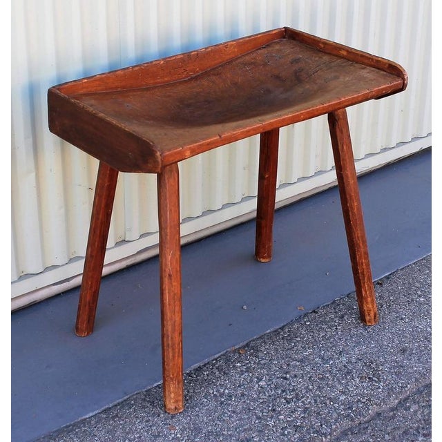 This cool side table was used for butchering meat and chopping. Makes a great side table in a rustic atmosphere or...