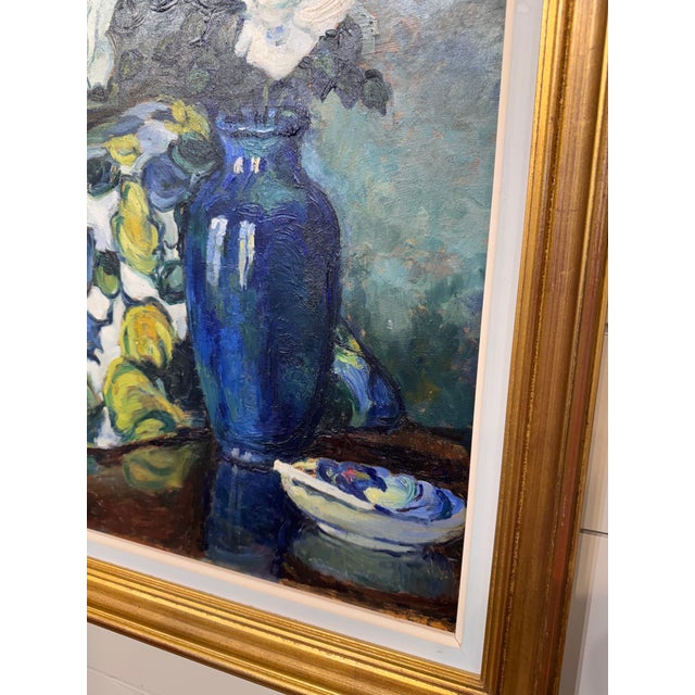 20th Century Oil on Board "White Roses" For Sale - Image 4 of 9