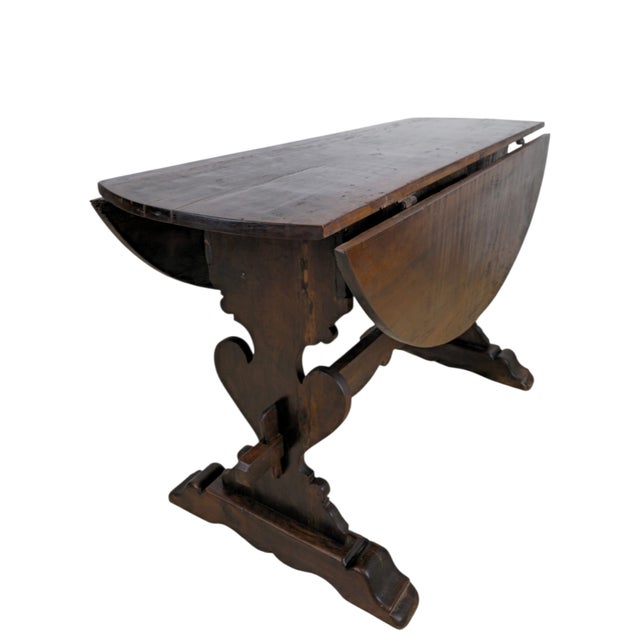 Italian Renaissance Oval Walnut Drop-Leaf Dining Table, 1700s For Sale - Image 9 of 9