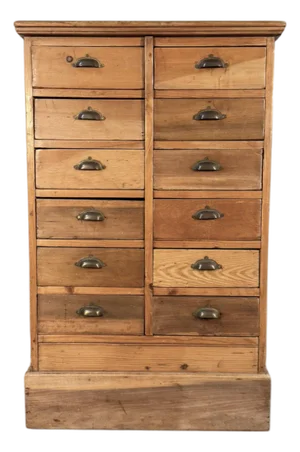 Antique English Pine Apothecary Drawer Cabinet, Circa 1900
