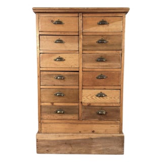 Early 19th Century Antique English Pine Apothecary Drawer Cabinet For Sale
