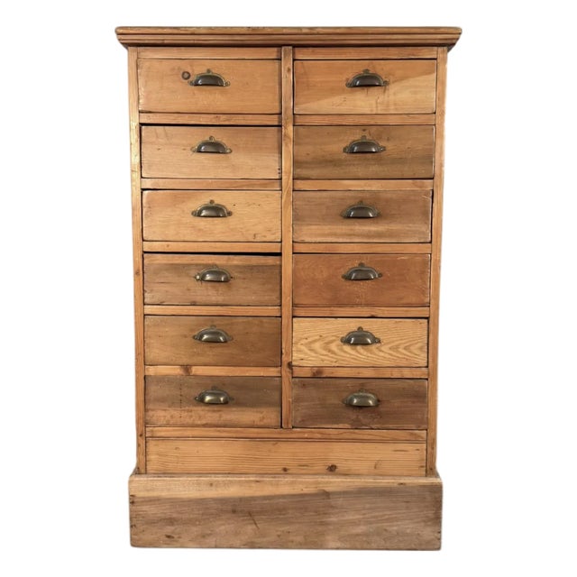 Early 19th Century Antique English Pine Apothecary Drawer Cabinet For Sale