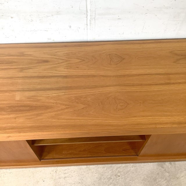 Vintage Scandinavian Modern Teak Credenza Media Cabinet With Sliding Doors For Sale In Philadelphia - Image 6 of 17