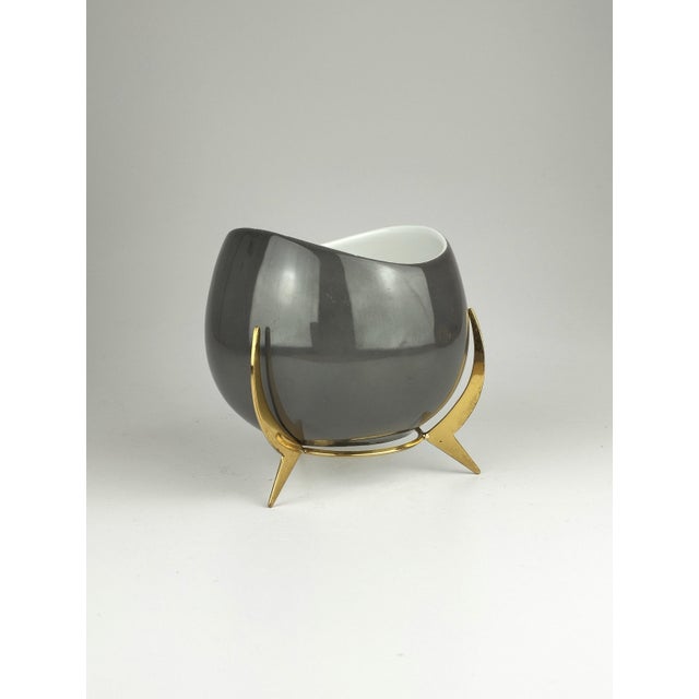 Porcelain Bowl with Brass Tripod Stand from KPM Krister, Germany, 1950s, in Very Good conditions. Designed 1950 to 1959...