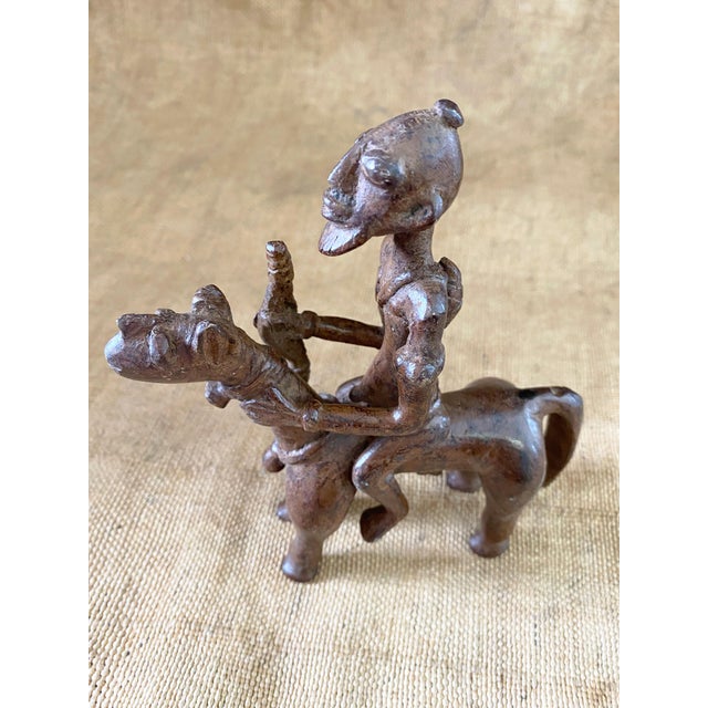 African Vintage African Dogon Bronze Horseman 6.75" H For Sale - Image 3 of 10