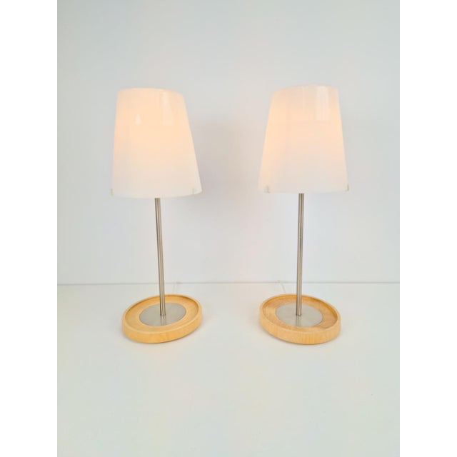 2000 - 2009 Vintage Basisk Table Lamp in Birch and Glass by Wiebke Braash for Ikea, 2000s, Set of 2 For Sale - Image 5 of 11