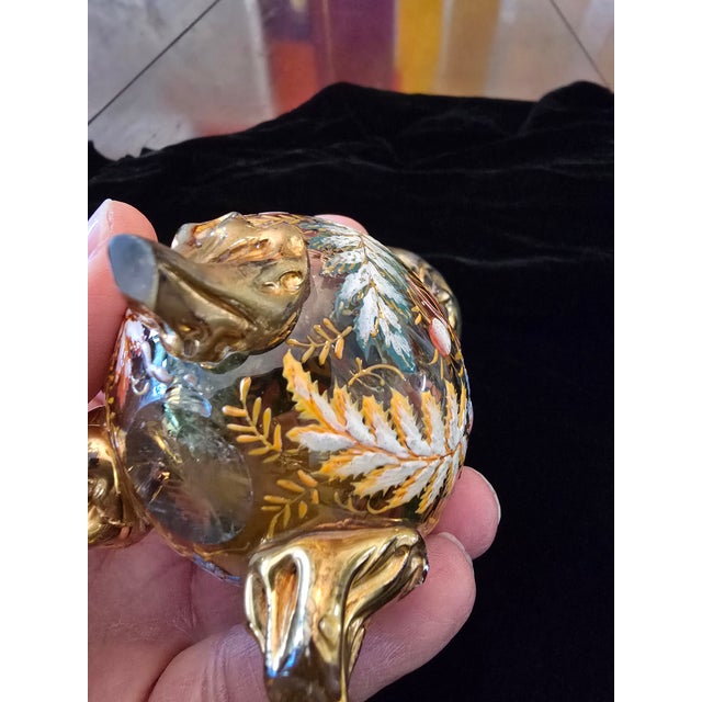 Antique Moser Bohemian Glass Gold Enamel Bug Vase For Sale - Image 4 of 9
