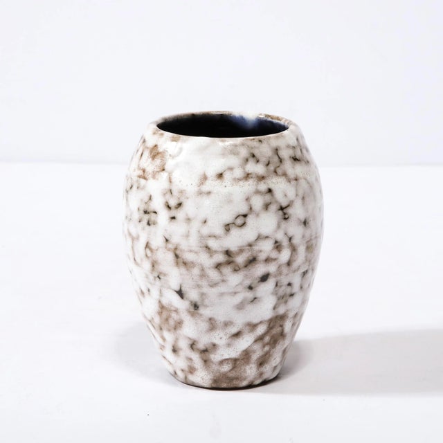 Mid-Century Modernist White and Earth Toned Ceramic Vase For Sale - Image 11 of 12