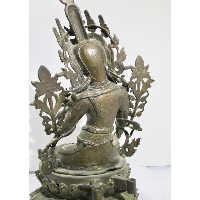 Antique Nepalese Green Tara Brass Sculpture For Sale - Image 10 of 12