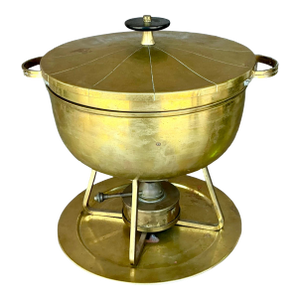 Vintage Mid-Century Modern Brass Chafing Dish After Tommi Parzinger