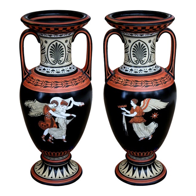A English Porcelain Urns W/Classical Figures; S.A&Co - a Pair For Sale