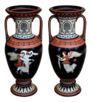 A English Porcelain Urns W/Classical Figures; S.A&Co - a Pair