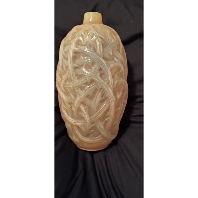 Glass Rare Antique René Lalique Amber Yellow "Ronces" Glass Vase - Circa 1921 (Model 946) For Sale - Image 7 of 8