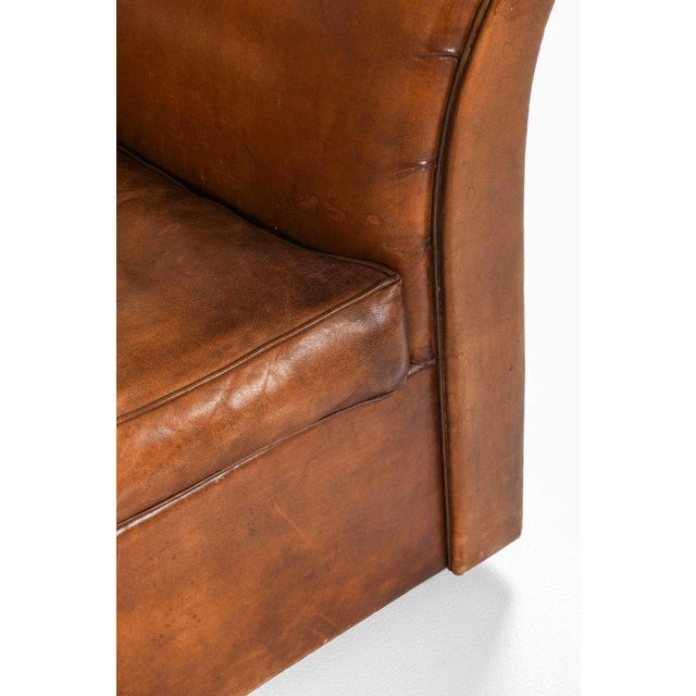1940s Leather Sofa attributed to Kaj Gottlob, 1940s For Sale - Image 5 of 12