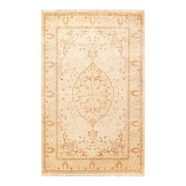 Mogul, One-of-a-Kind Hand-Knotted Area Rug - Ivory, 4' 1" x 6' 5" For Sale
