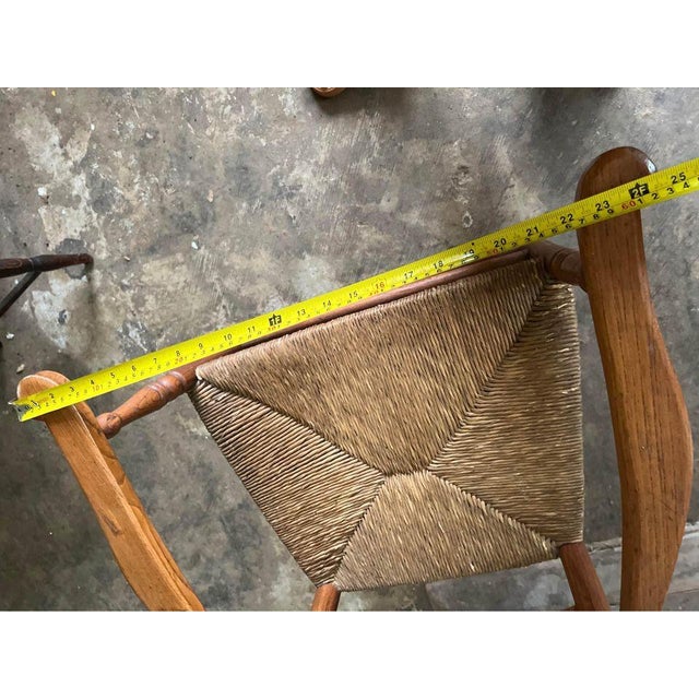Early 20th Century Antique American Shaker Style High Ladder Back Rush Seat Armchair For Sale - Image 9 of 12