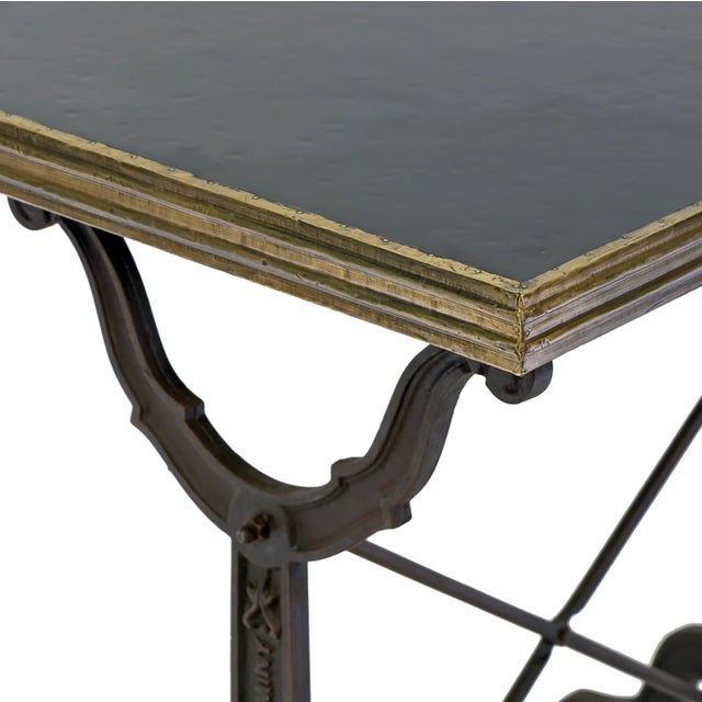 French Matthew Izzo Home Avignon Hand Hammered Iron Bistro Table With Cast Iron Base - 32"w For Sale - Image 3 of 5