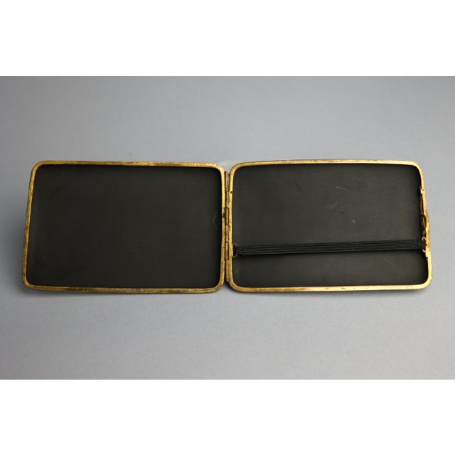 Japanese Early 20th Century Japanese Komai Style Damascene Cigarette Case, Mt. Fuji Landscape, Gold Inlay on Steel For Sale - Image 3 of 7