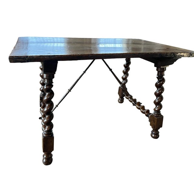 18th Century Italian Walnut Capretta Table with Barley Twist Lyre Legs For Sale - Image 6 of 13