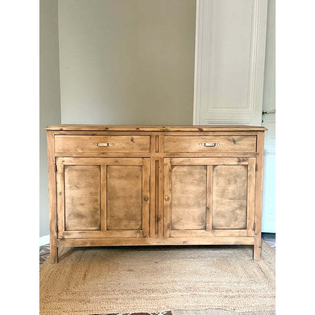 Wood Parisian Artisanal Buffet in Raw Wood by R. Maiorana, France, 1940s For Sale - Image 7 of 18