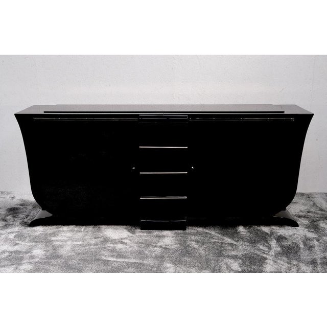 Art Deco Sideboard in Black High-Gloss Lacquer, 1930s For Sale - Image 4 of 8