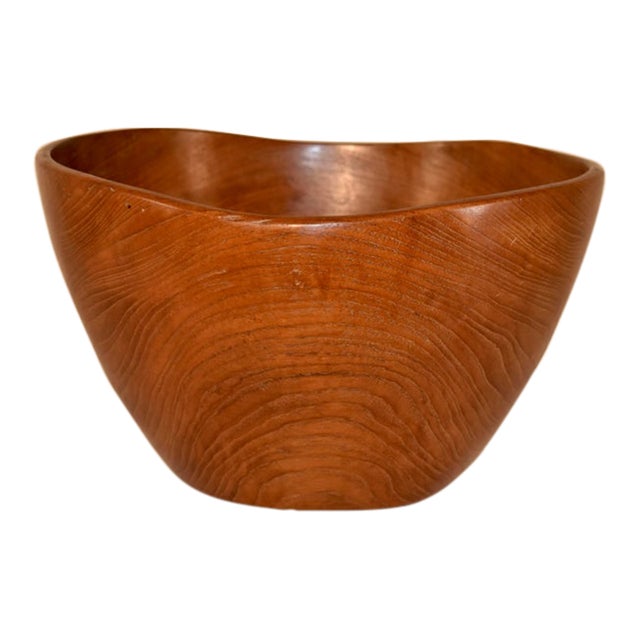 Mid-Century Hand-Turned Teak Bowl, Circa 1960 For Sale
