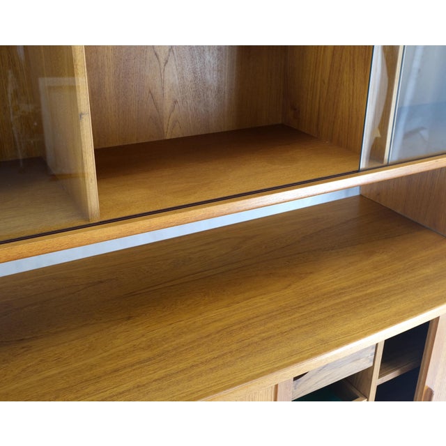 Danish Mid-Century Modern Teak Credenza Tambour Doors Hutch For Sale - Image 9 of 12