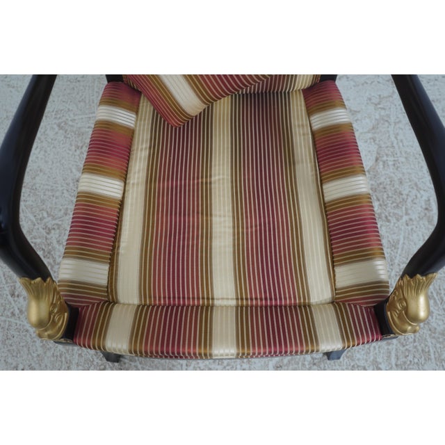 Pair Neoclassical Dolphin Carved Arm Black Chairs For Sale - Image 17 of 18