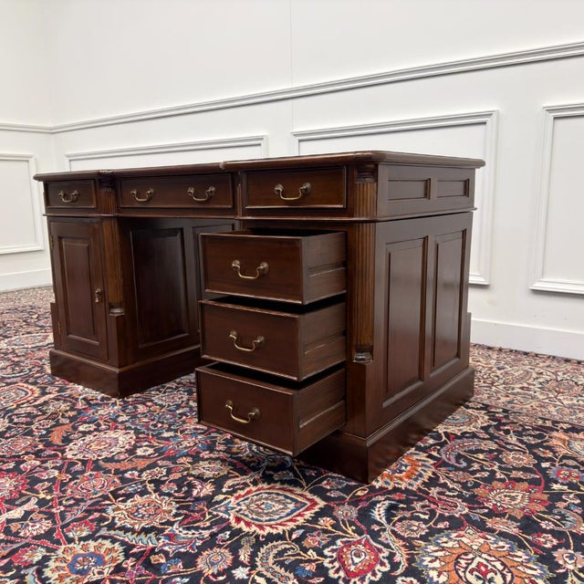 English Classic Desk in Teak with Leather For Sale - Image 15 of 18
