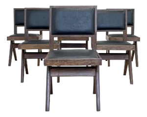 Pierre Jeanneret, French Mid-Century Modern Dining Chairs, Teak, Chandigarh - Set of 6