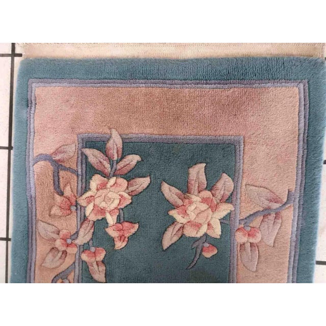 1970s Handmade Vintage Art Deco Chinese Rug 2' X 3.9' For Sale - Image 9 of 10