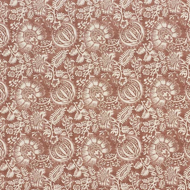 Sample - Schumacher Pomegranate Print Fabric in Russet For Sale